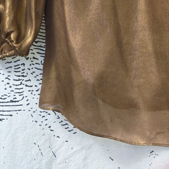 Per Se 100% Silk Metallic Cowl Neck Blouse - Picture 6 of 6